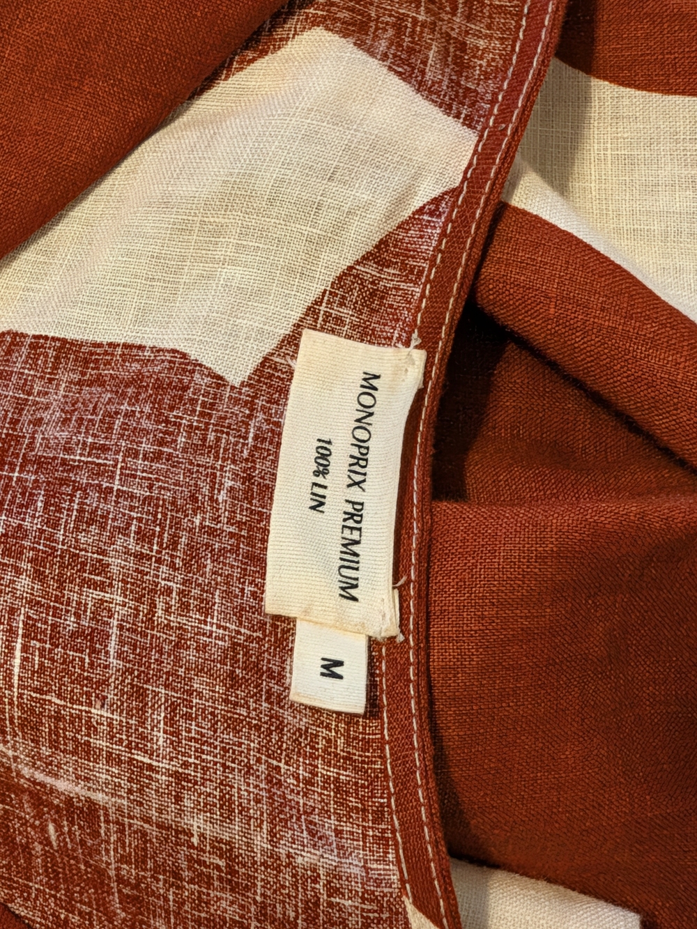 Rust & Cream V-Neck Abstract Print Tunic - Picture 8 of 10